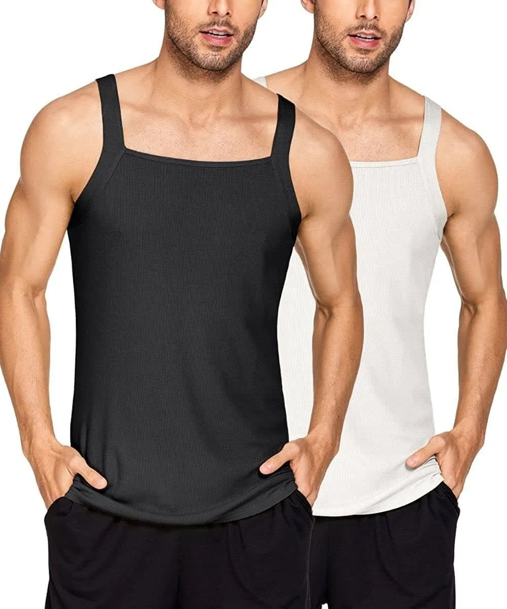 2 Pack Tank Tops Cotton Workout Undershirts (US Only)