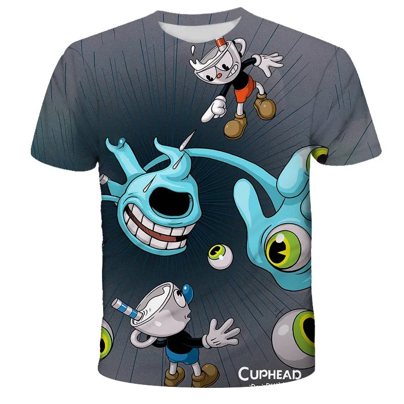 3D Cuphead Mugman Kids Print Girls Funny Cartoons Clothes Boys Children Tops Kids Clothes Baby Tshirts Men Women Clothing 2021