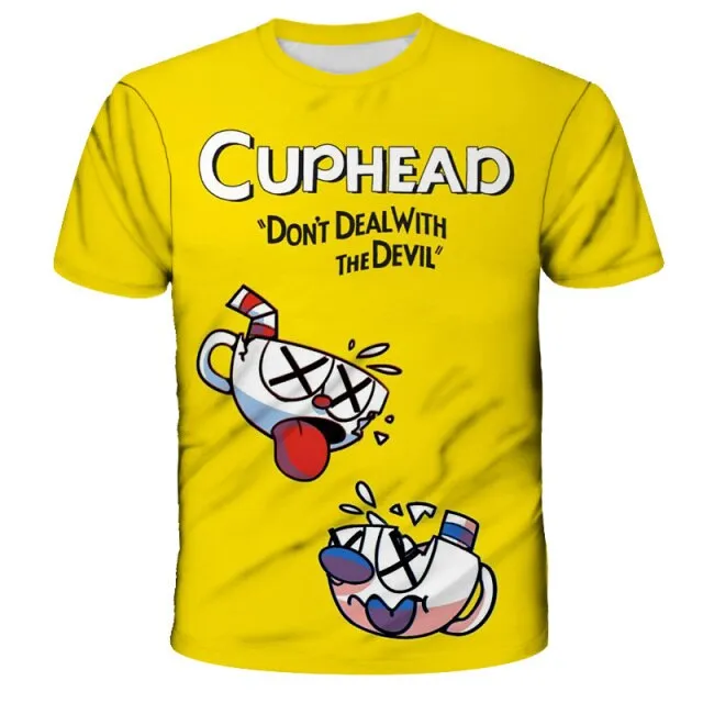 3D Cuphead Mugman Kids Print Girls Funny Cartoons Clothes Boys Children Tops Kids Clothes Baby Tshirts Men Women Clothing 2021