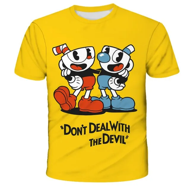 3D Cuphead Mugman Kids Print Girls Funny Cartoons Clothes Boys Children Tops Kids Clothes Baby Tshirts Men Women Clothing 2021