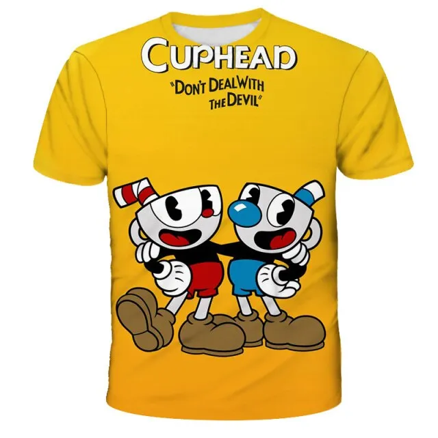 3D Cuphead Mugman Kids Print Girls Funny Cartoons Clothes Boys Children Tops Kids Clothes Baby Tshirts Men Women Clothing 2021