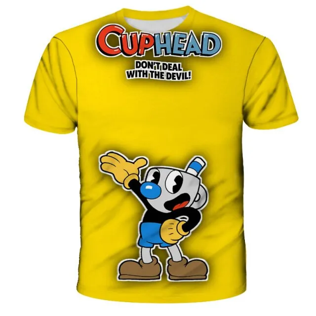 3D Cuphead Mugman Kids Print Girls Funny Cartoons Clothes Boys Children Tops Kids Clothes Baby Tshirts Men Women Clothing 2021