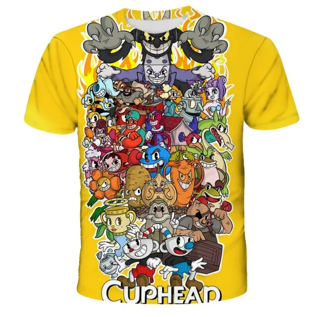 3D Cuphead Mugman Kids Print Girls Funny Cartoons Clothes Boys Children Tops Kids Clothes Baby Tshirts Men Women Clothing 2021