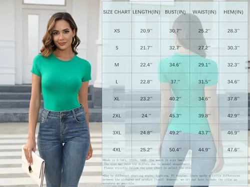 Abardsion Women's Casual Basic Going Out Crop Tops Slim Fit Short Sleeve Crew Neck Tight T Shirts (Dark Green, L)