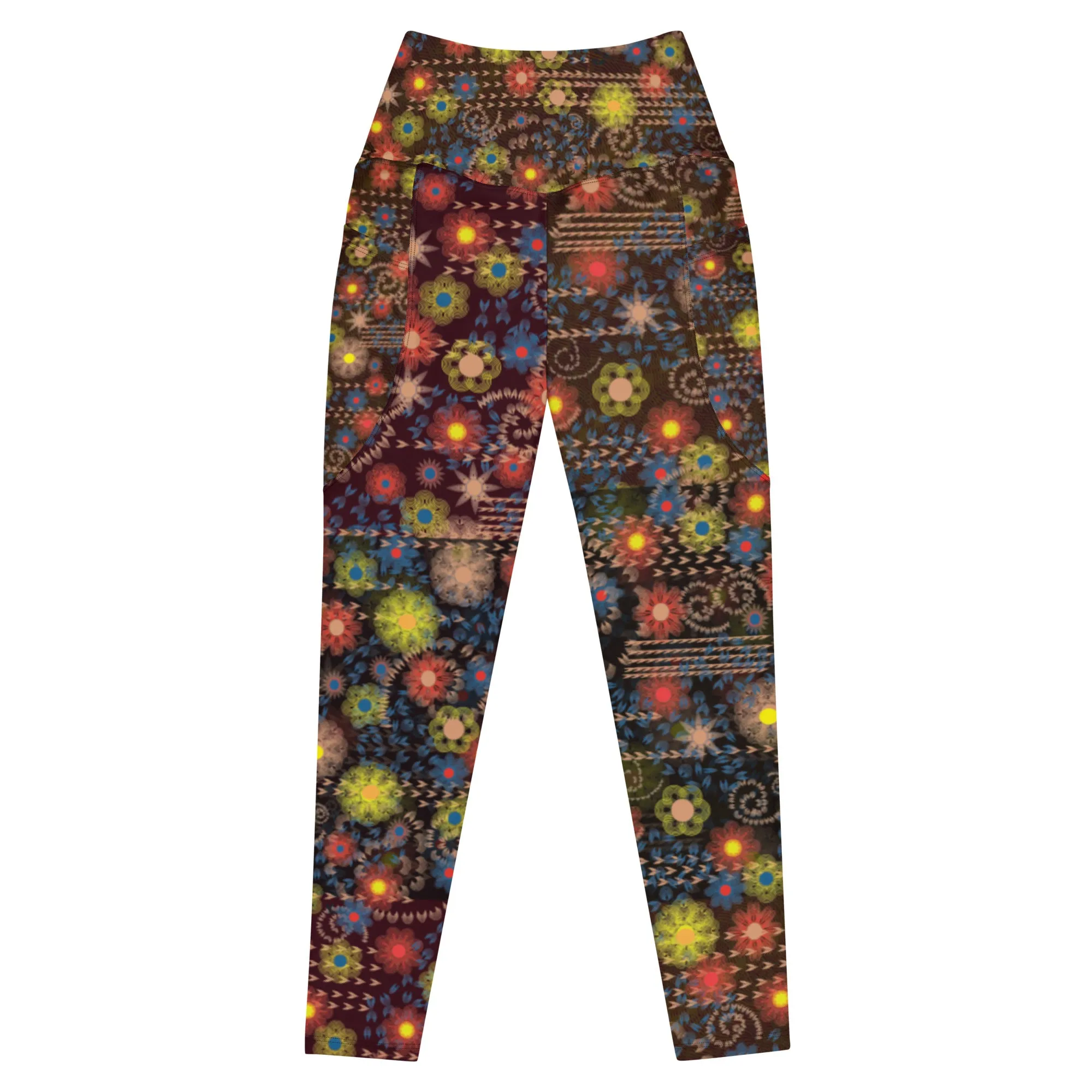 Arc Series- Black Floral Leggings with 2 big pockets