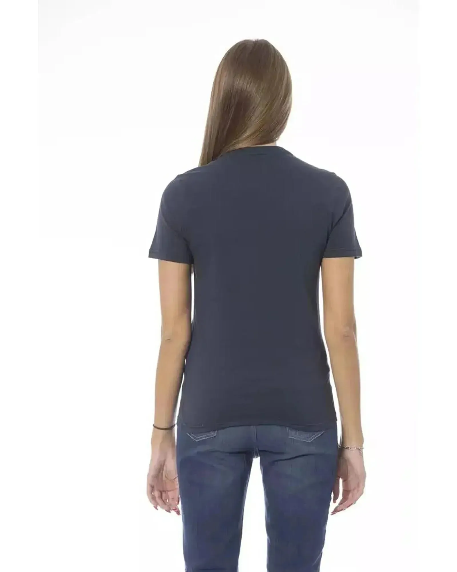 Baldinini Trend Women's Blue Cotton Tops & T-Shirt - M