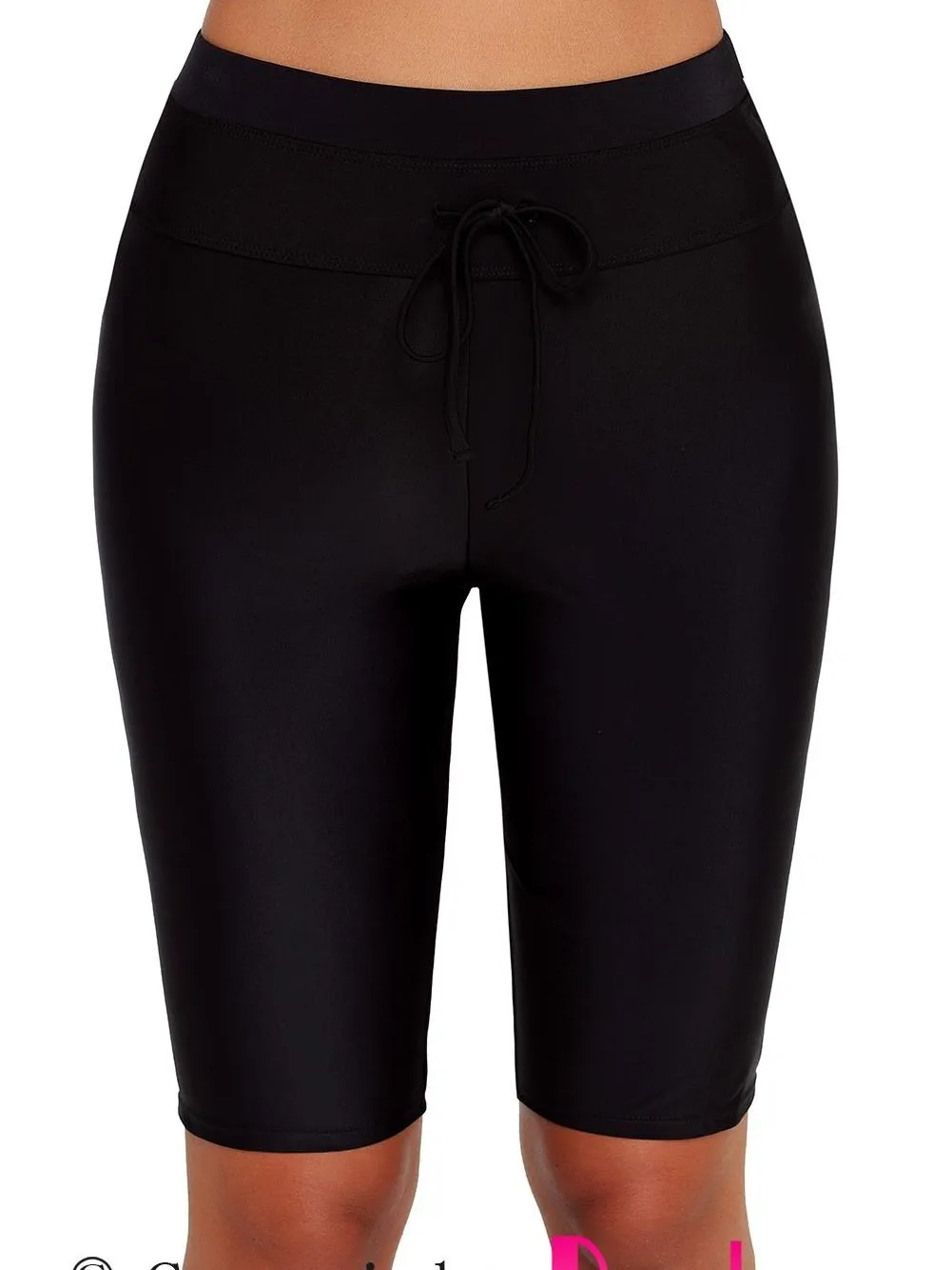 Black High Waisted Compression Swim Bottom with UPF Protection