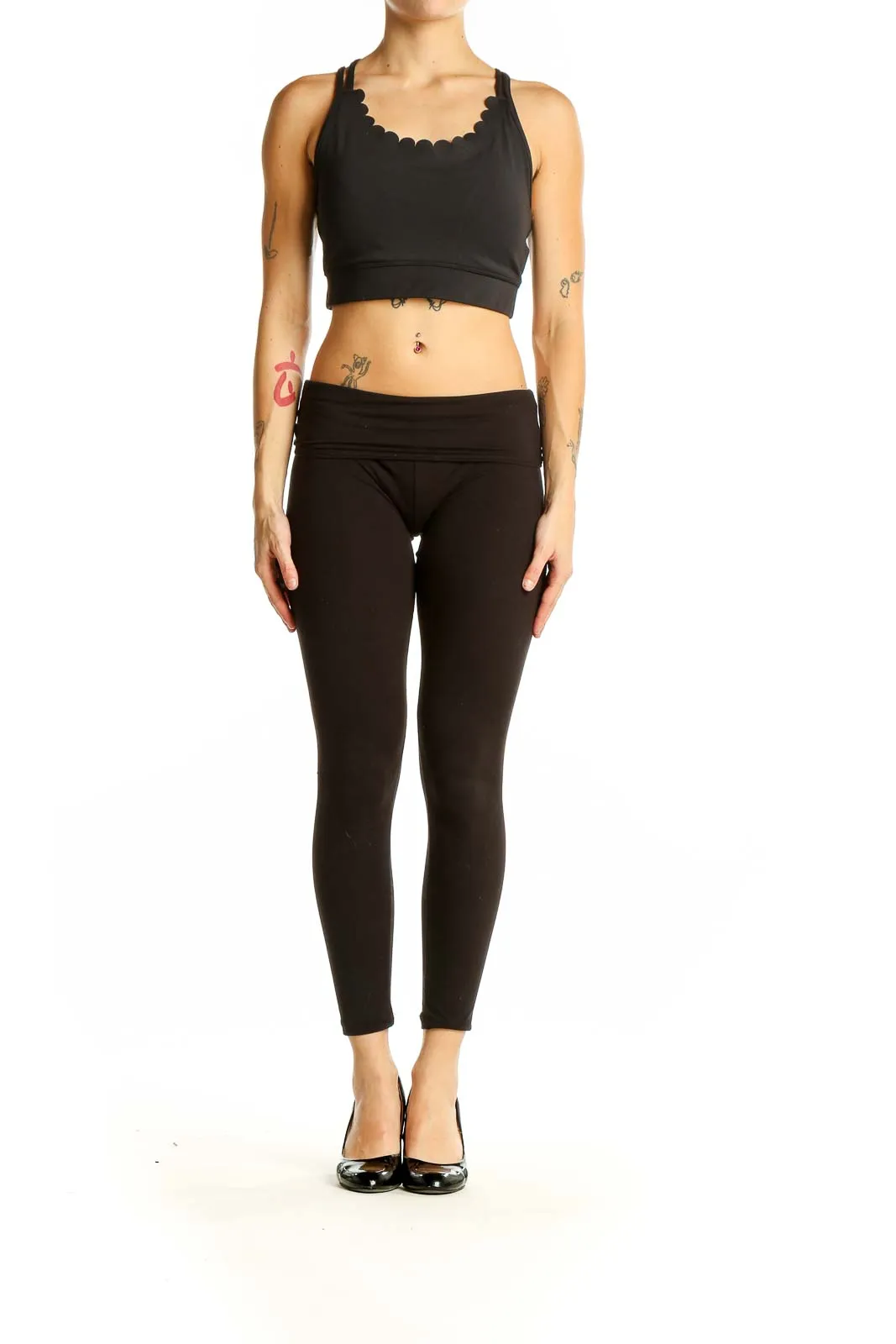 Black Scalloped Edge Crop Top