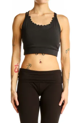 Black Scalloped Edge Crop Top