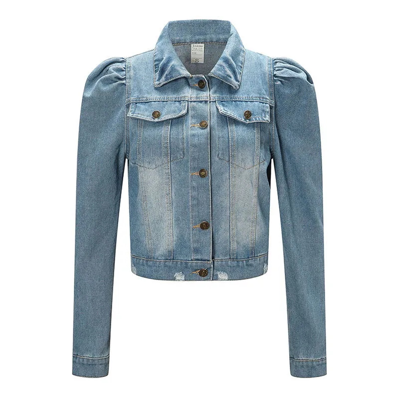 Blue Cropped Denim Shirt Jacket