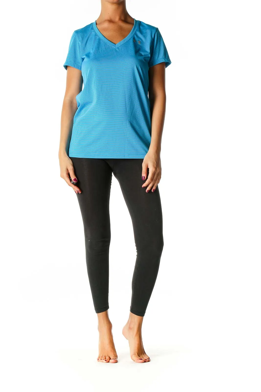 Blue Striped Activewear T-Shirt