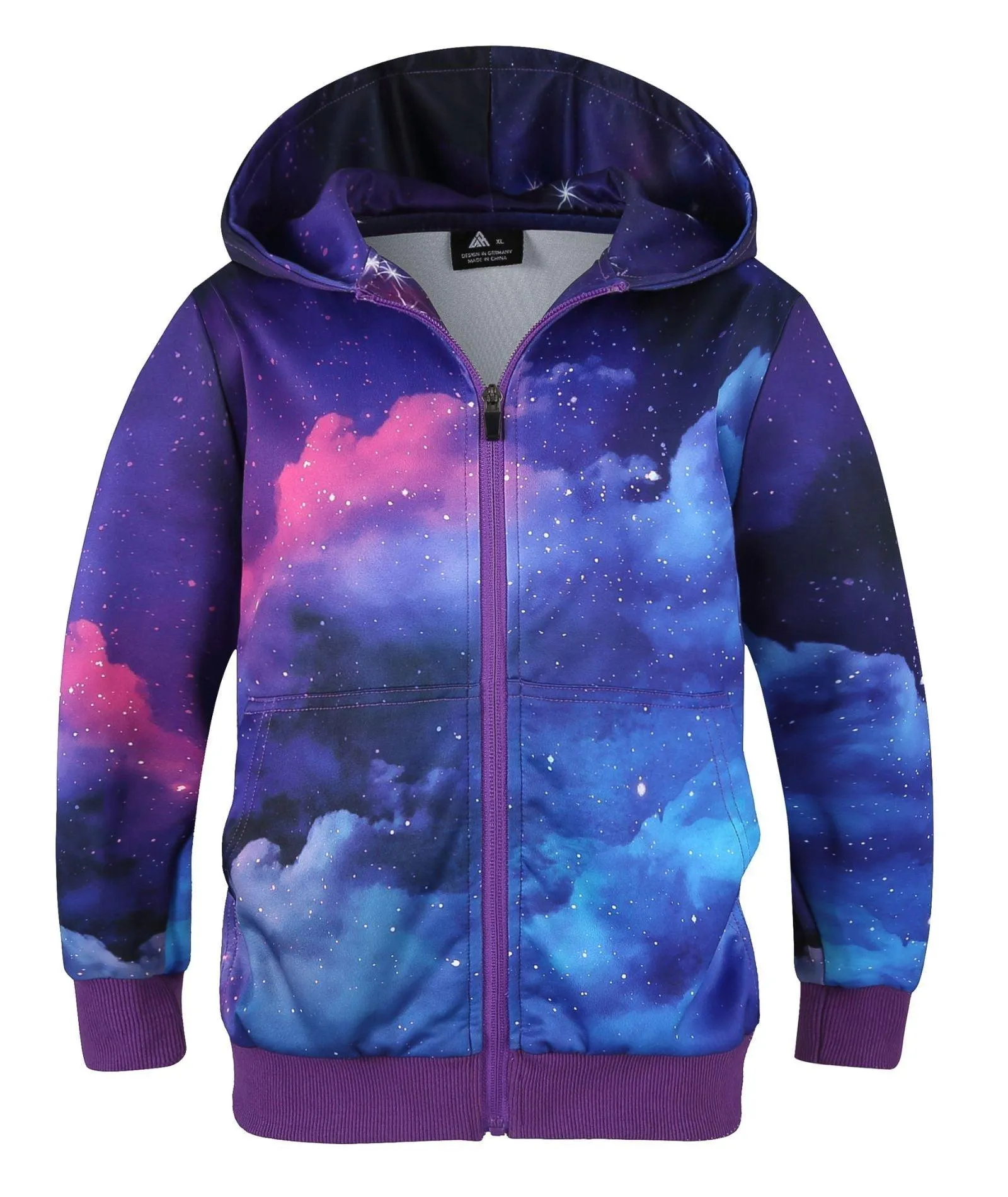 Boy's Galaxy Printed Zip-Up Hoodie-ZPK006224