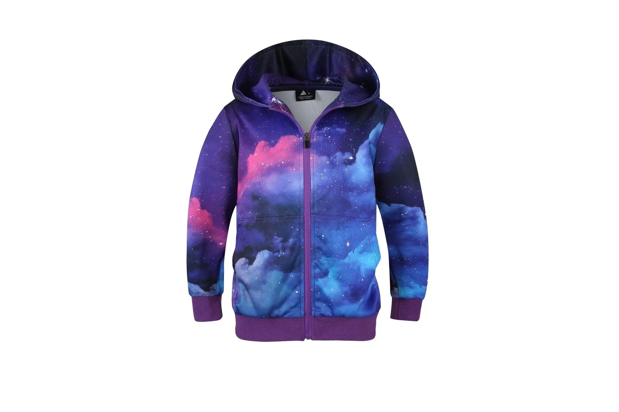 Boy's Galaxy Printed Zip-Up Hoodie-ZPK006224