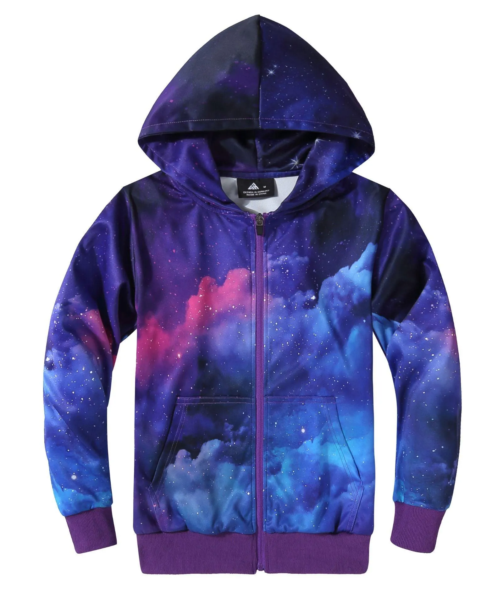 Boy's Galaxy Printed Zip-Up Hoodie-ZPK006224