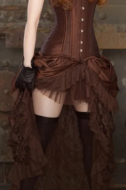 Burleska Elvira Long Steampunk Skirt Brown