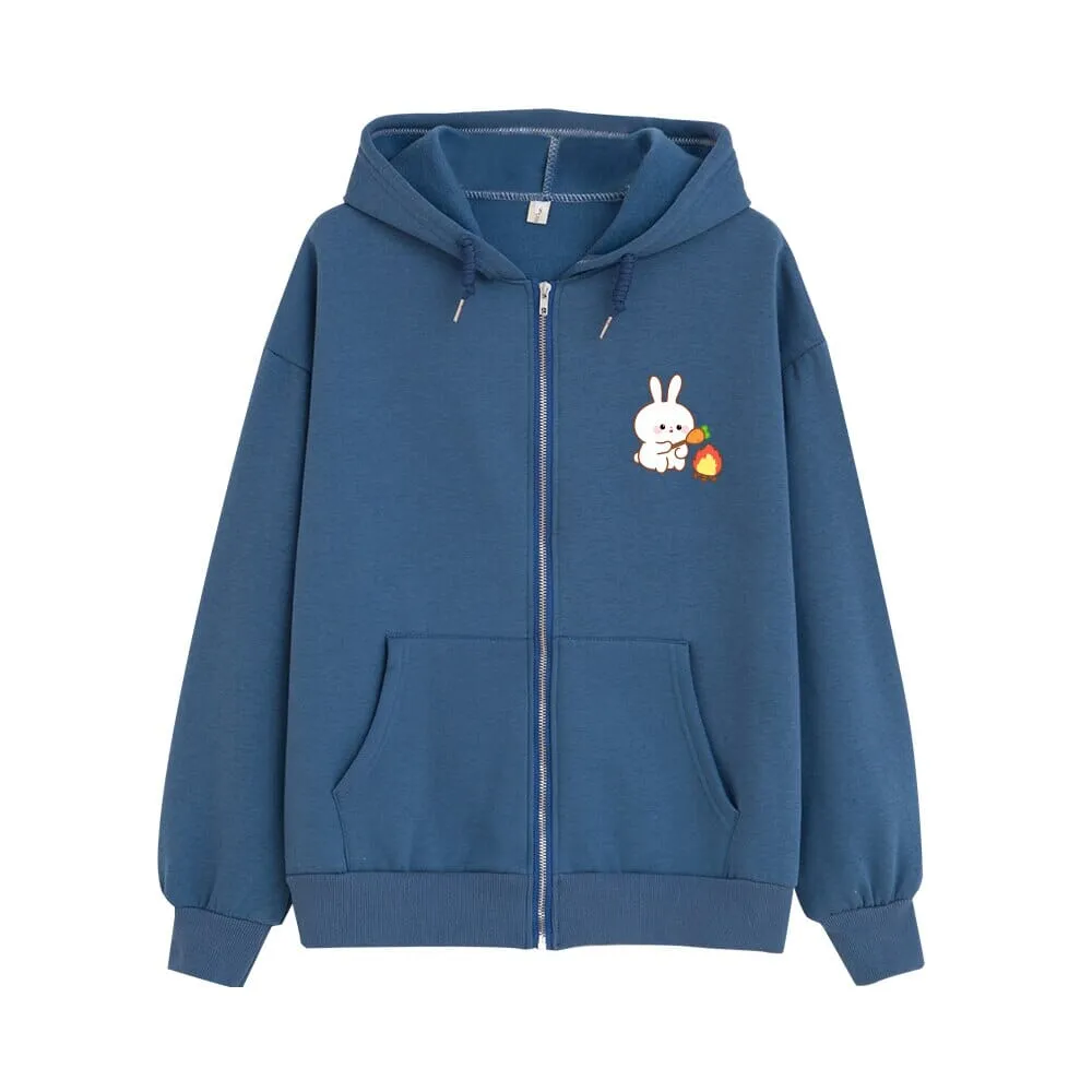 Camping Bun Bun the Bunny Soft Zip-Up Hoodie