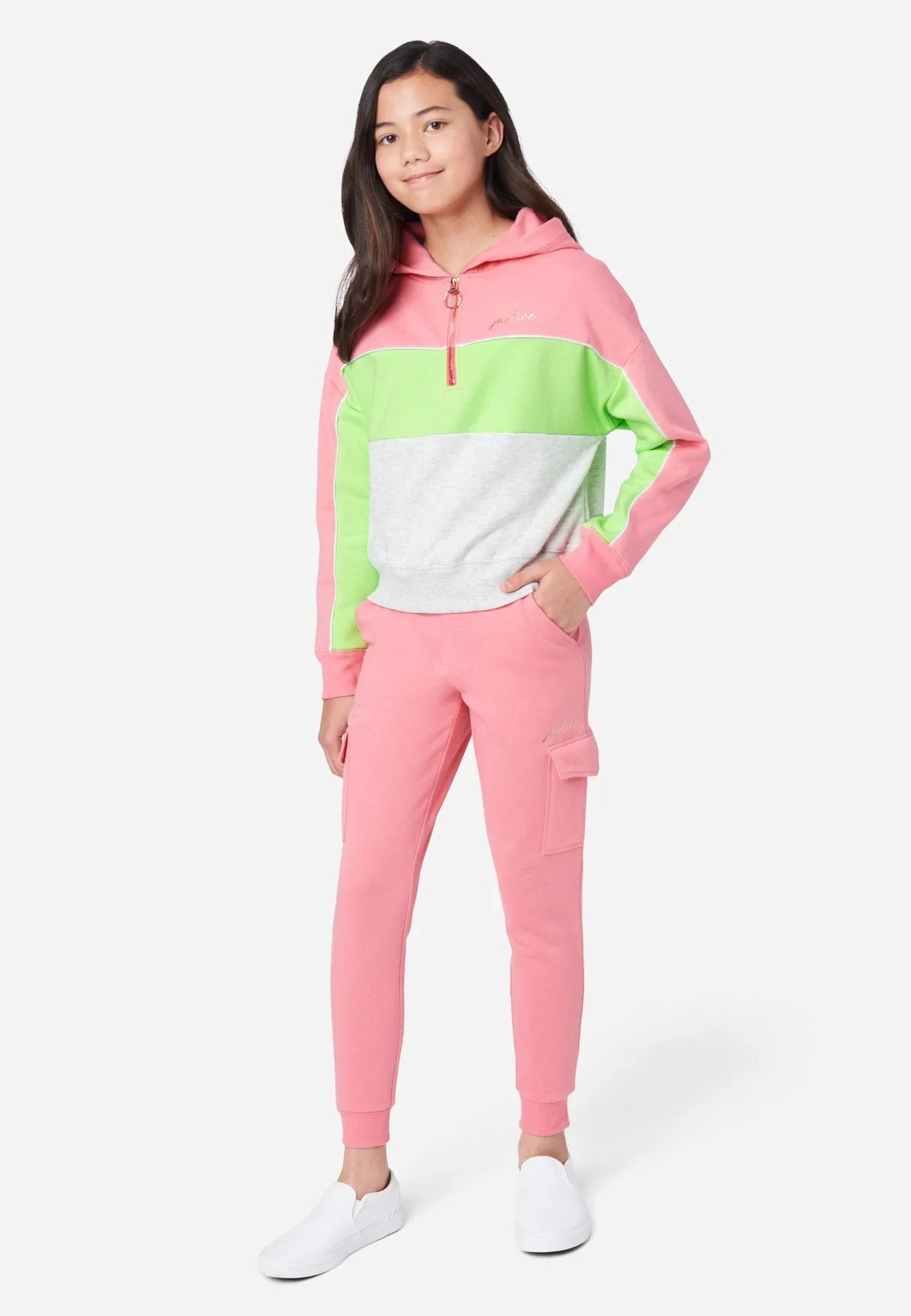 Color Block Zip-Up Hoodie