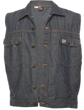 Dark Wash Sleeveless Denim Jacket - L