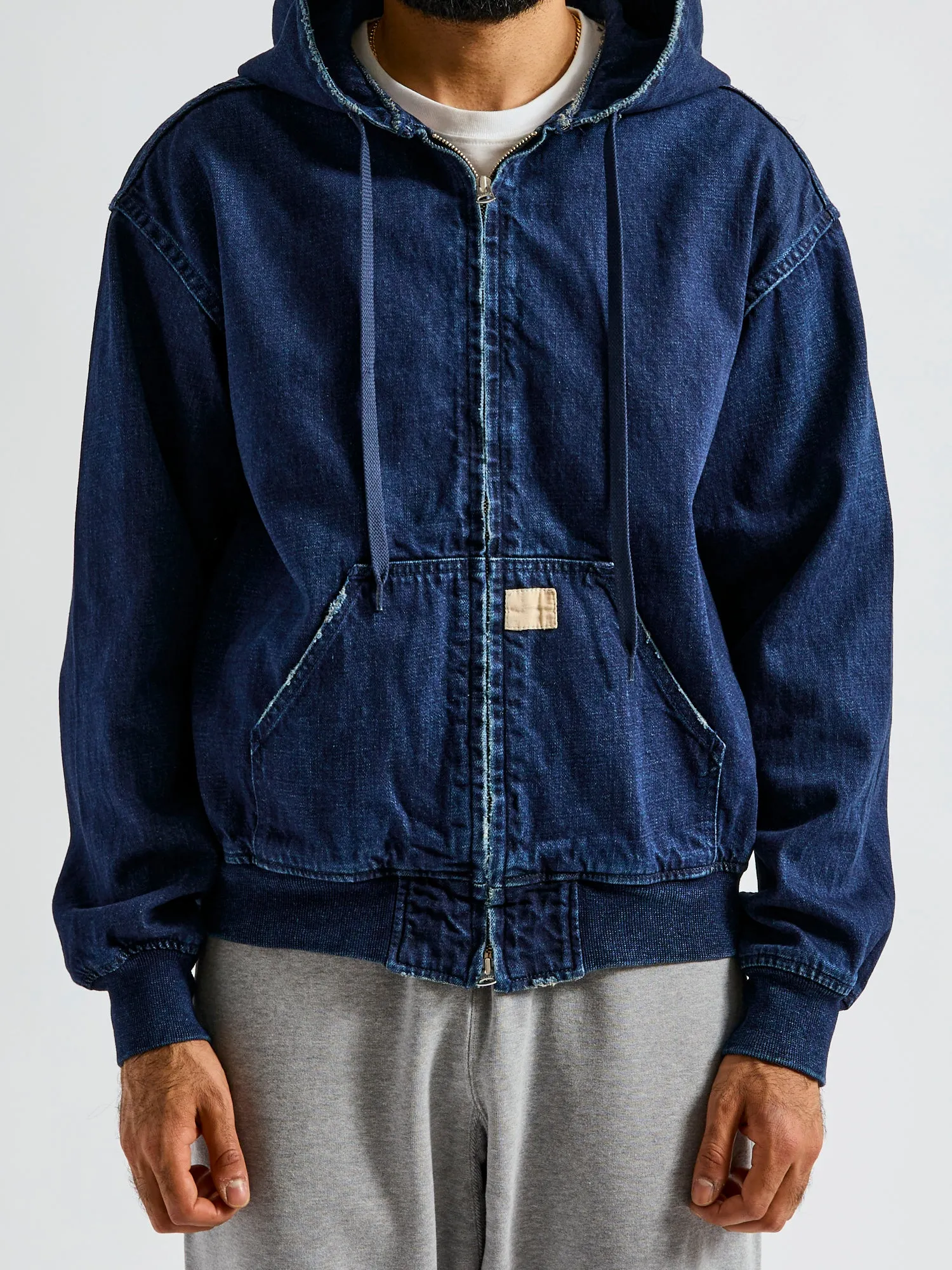 Denim Zip Jacket  in Washed Indigo