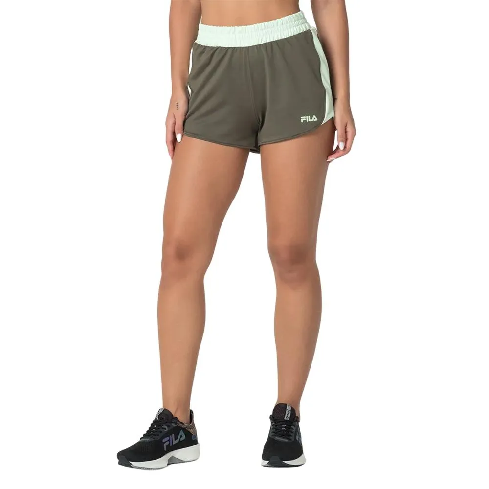 Fila Shorts Femenino Running Block_Sports Olive_Green/Light Pastel_Green