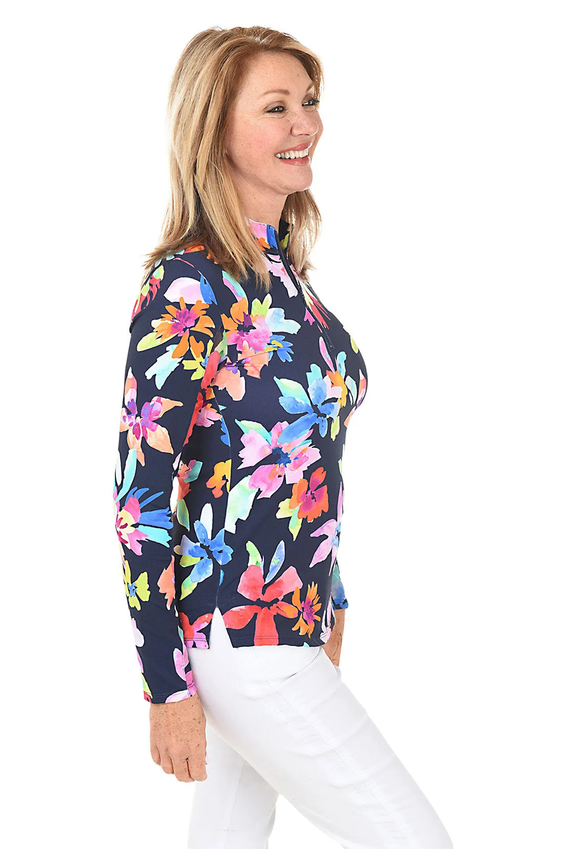 Laguna Floral UPF50  Mock Neck Top