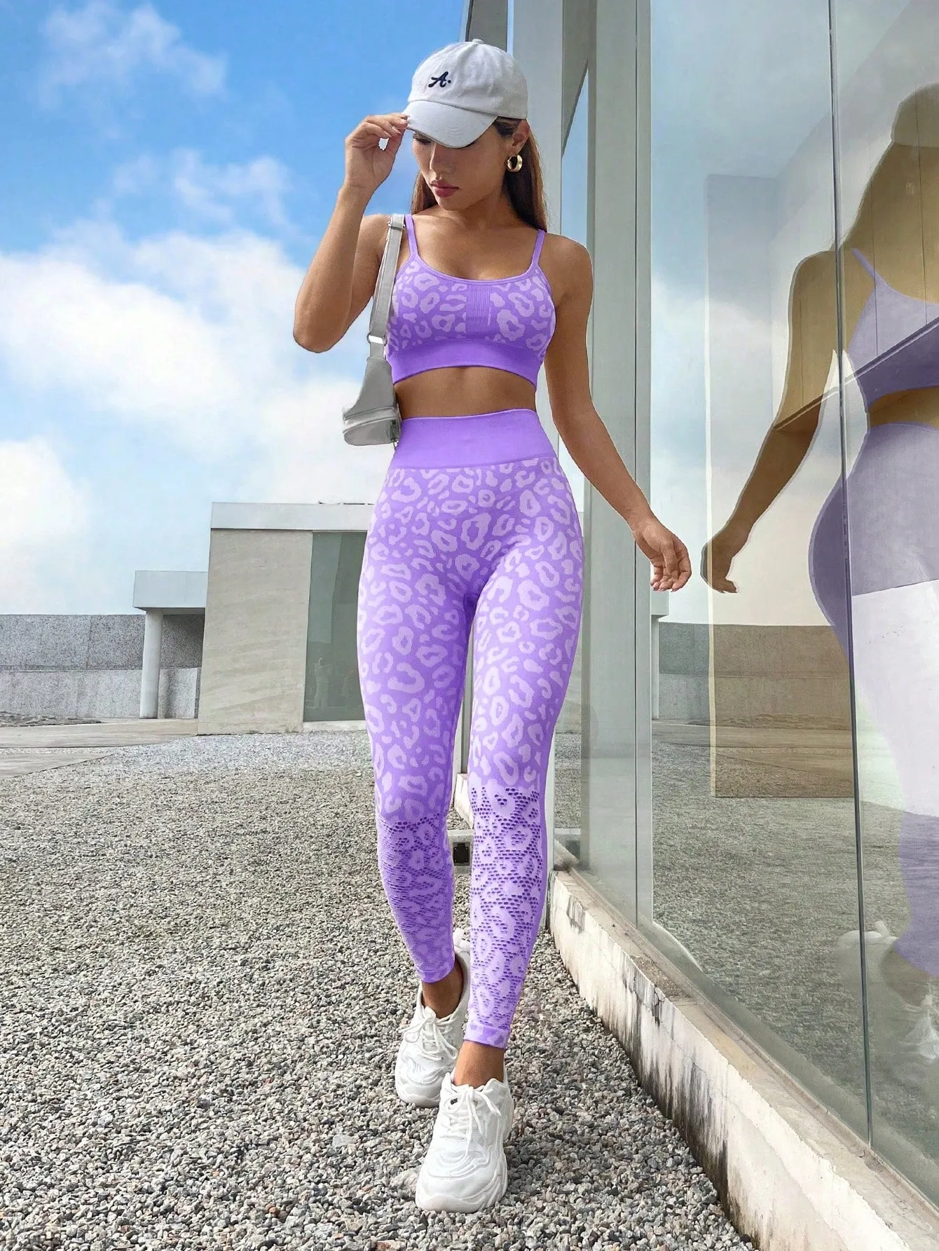 Leopard Print Wide Waistband Sports Set