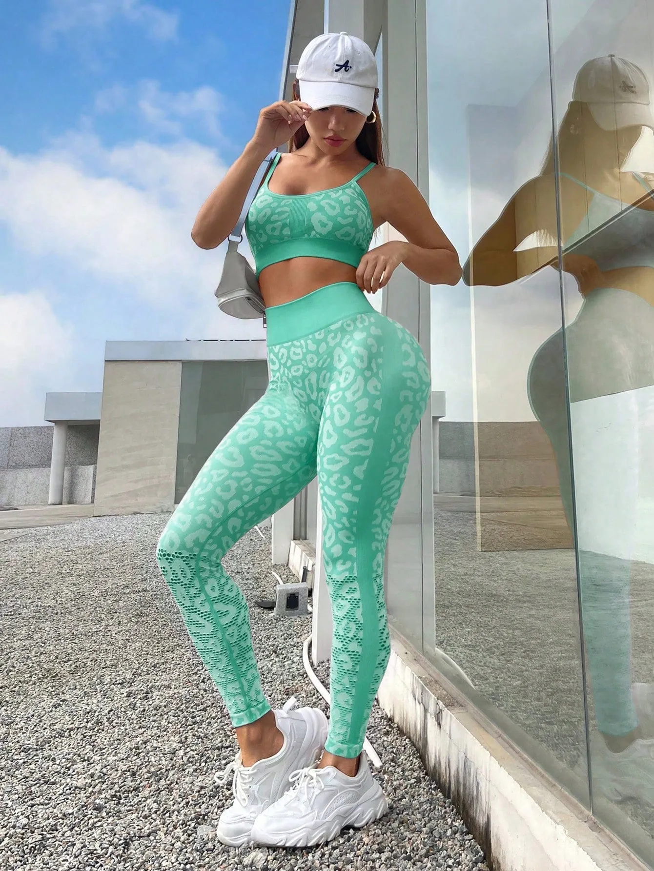 Leopard Print Wide Waistband Sports Set