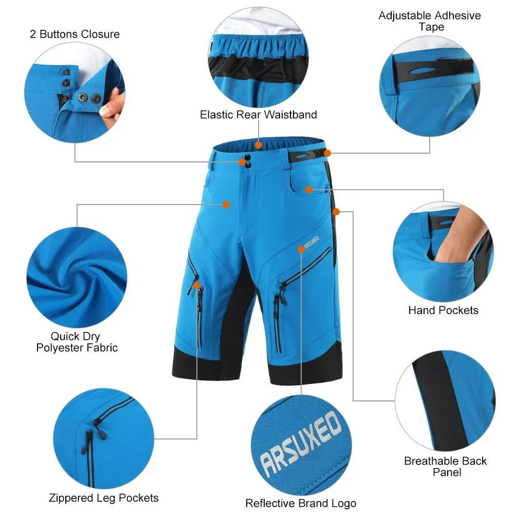 Men Cycling Shorts Quick Drying Breathable Outdoor Sports Running Bike Riding Casual Shorts with 6 Pockets