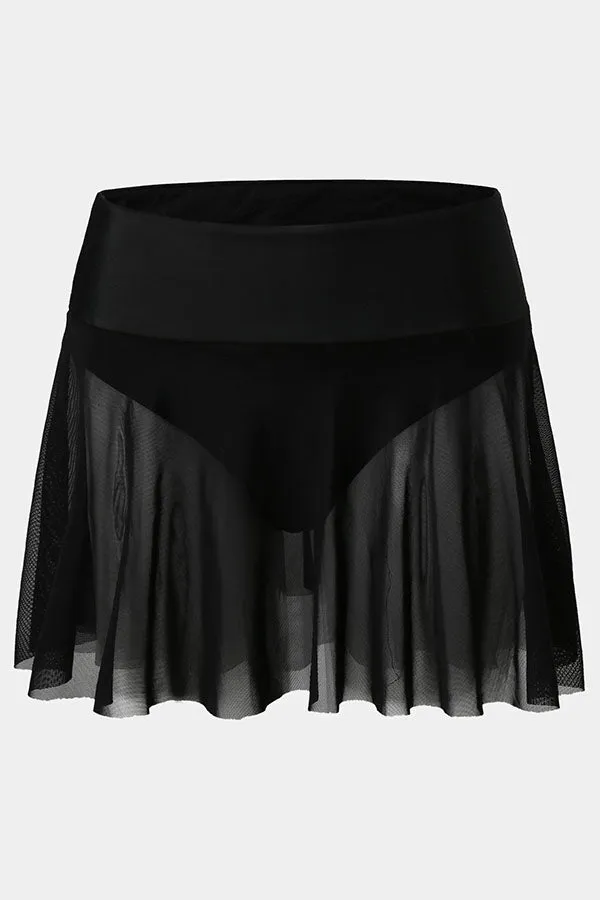 Mesh High Waist Swim Skirt