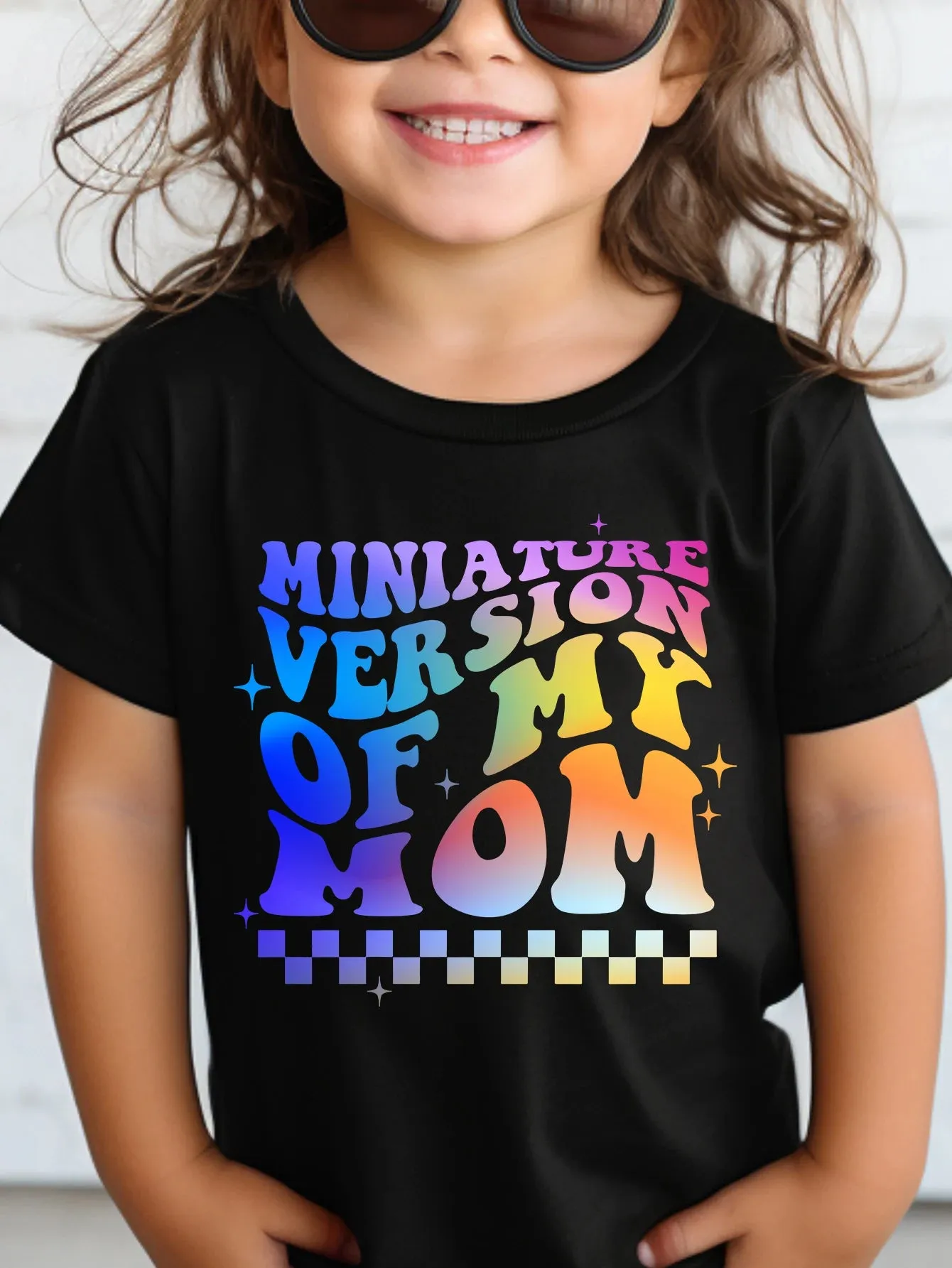 MINIATURE VERSION OF MY MOM Print Girl Boy's T-shirt Casual Short Sleeve Comfortable Versatile Tee Tops For Summer