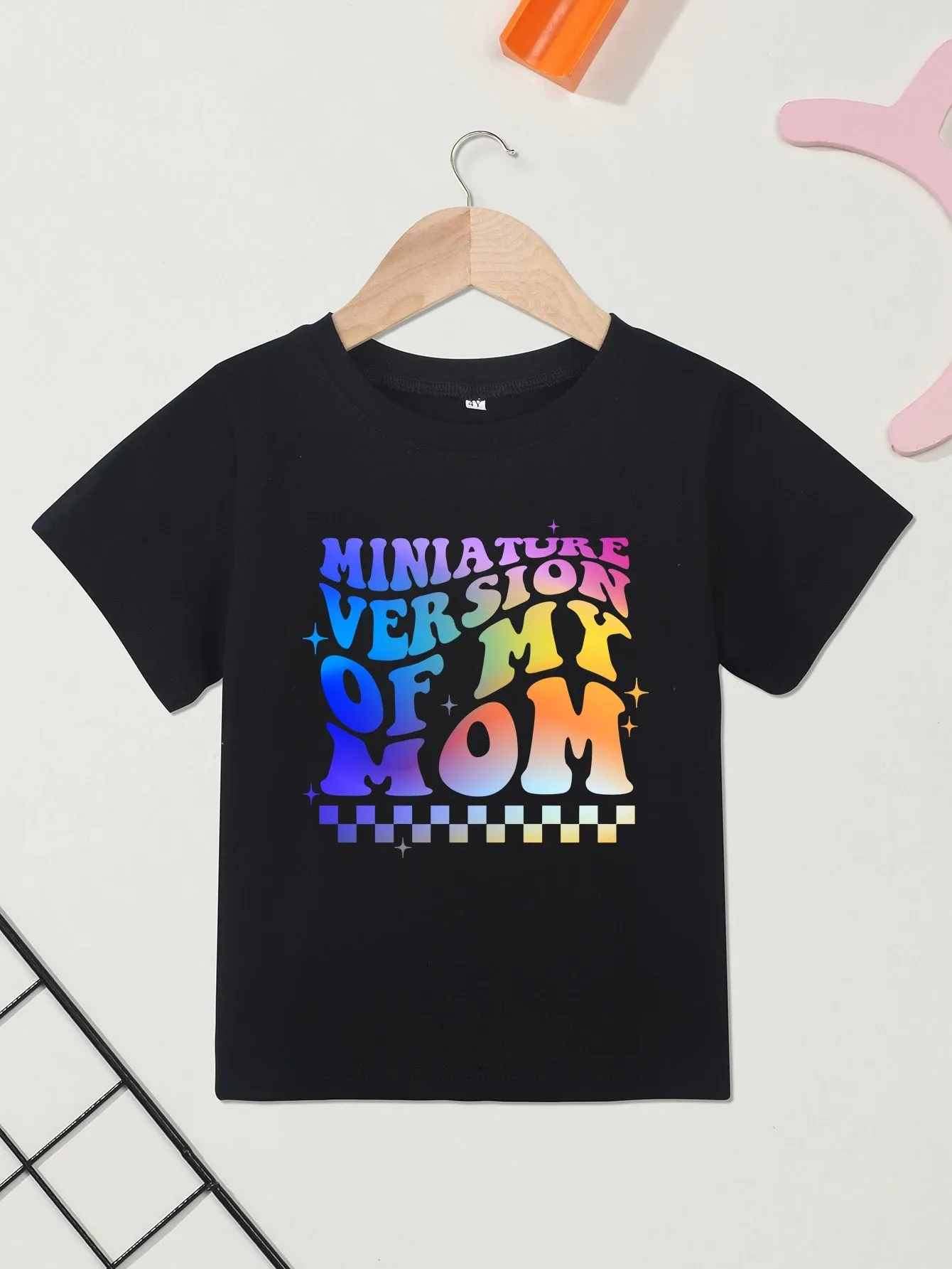 MINIATURE VERSION OF MY MOM Print Girl Boy's T-shirt Casual Short Sleeve Comfortable Versatile Tee Tops For Summer