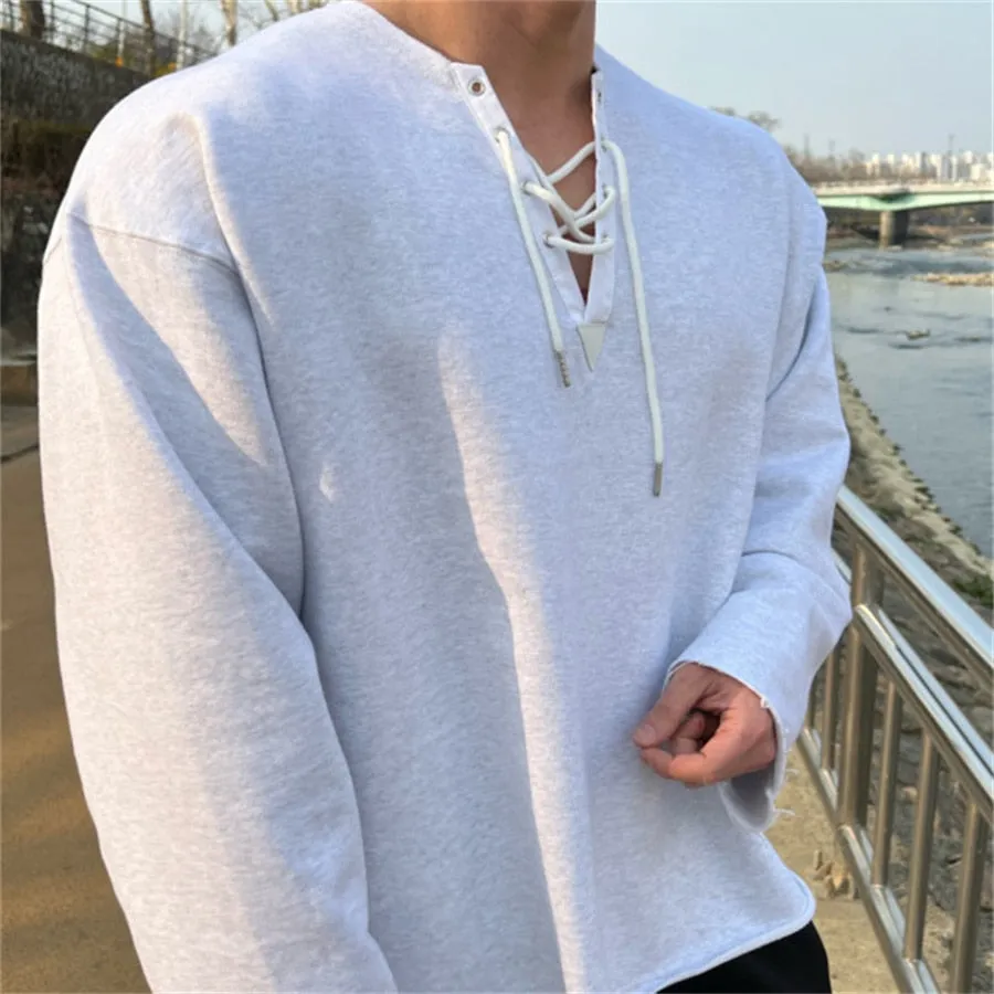 New Long Sleeve t shirt for Men Autumn Fashion Cotton Solid Color t-shirts Cozy Streetwear Men's t-shirt 3XL Baggy Korean Trendy