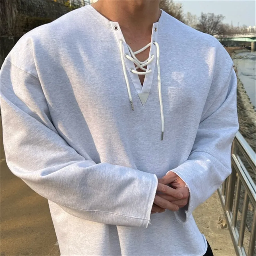 New Long Sleeve t shirt for Men Autumn Fashion Cotton Solid Color t-shirts Cozy Streetwear Men's t-shirt 3XL Baggy Korean Trendy