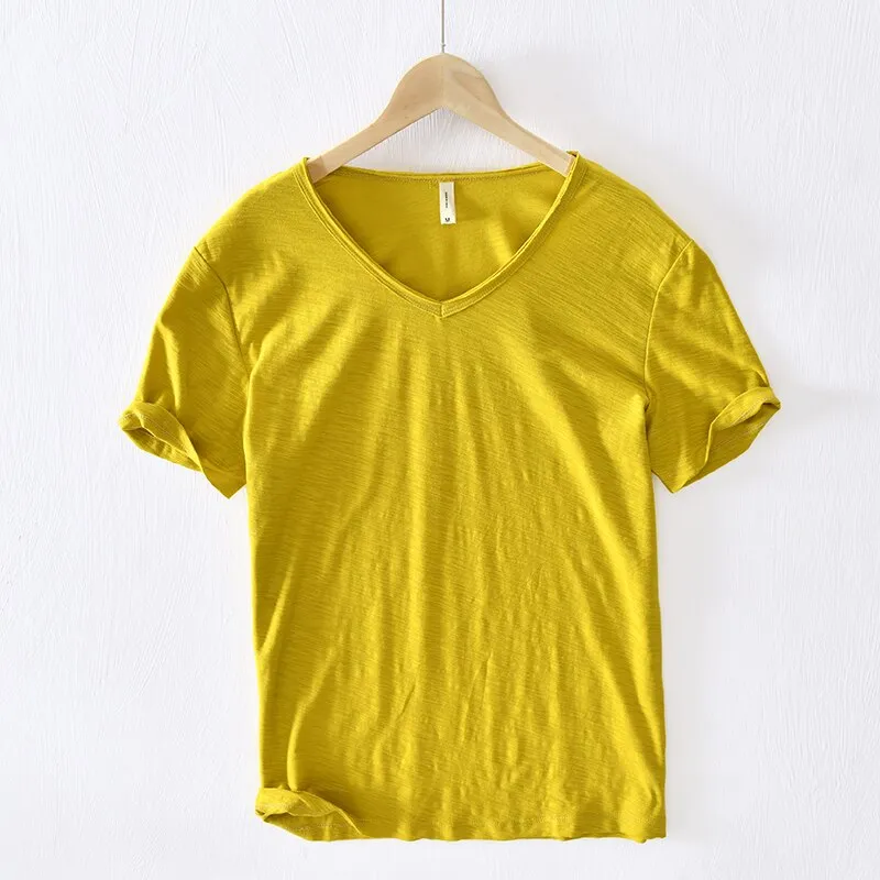 Nsqured Casual V-Neck Men's T-Shirt |  Short Sleeve Cotton Men T Shirt