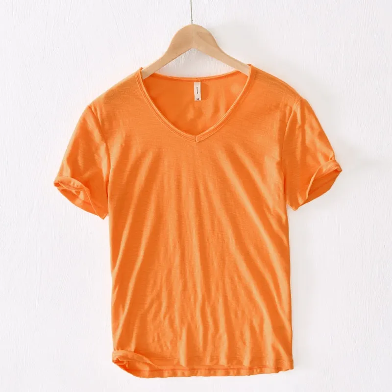 Nsqured Casual V-Neck Men's T-Shirt |  Short Sleeve Cotton Men T Shirt