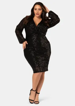 Pinky Promise Puff Sleeve Sequin Dress