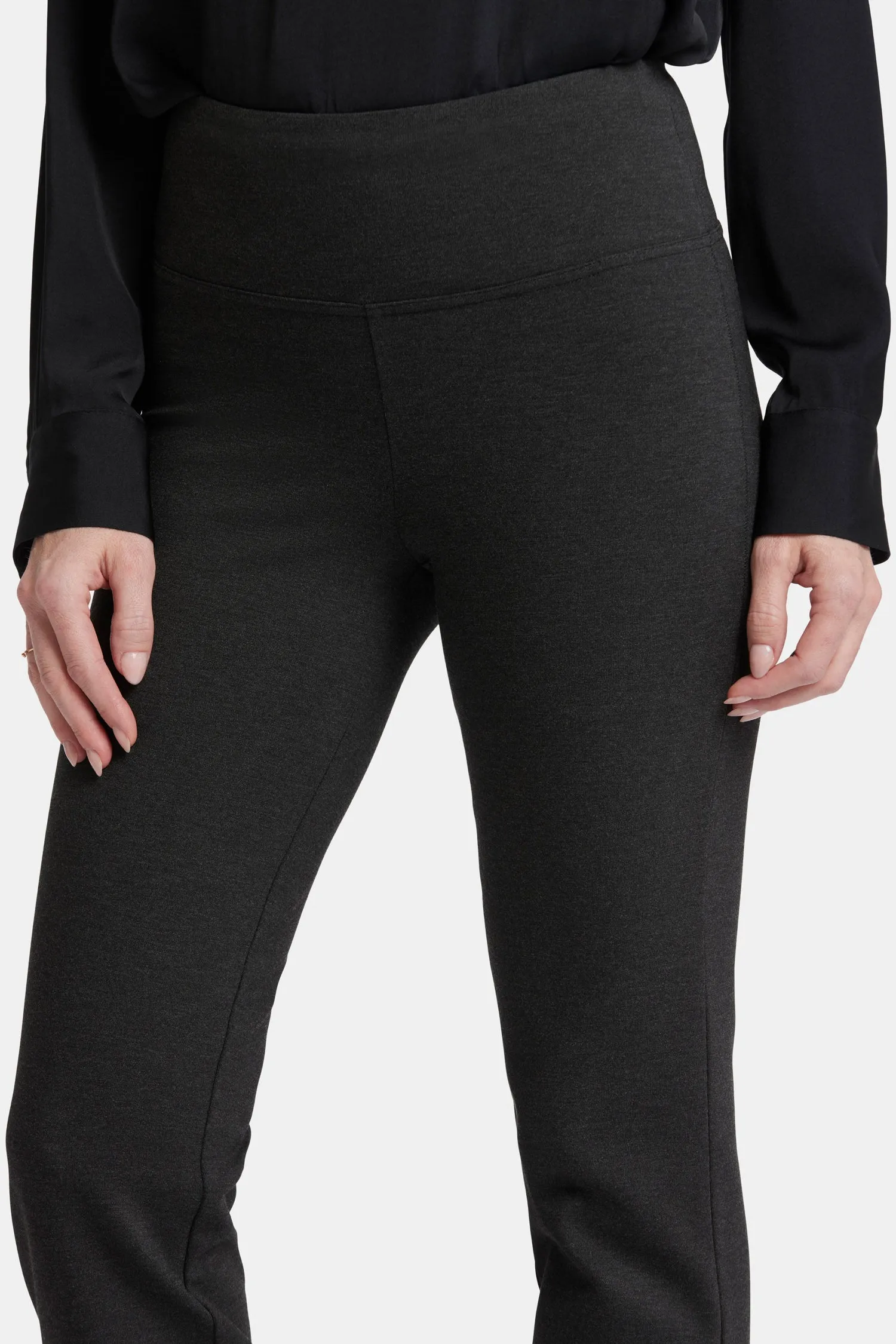 Pull-On Straight Pants In Petite - Charcoal Heathered