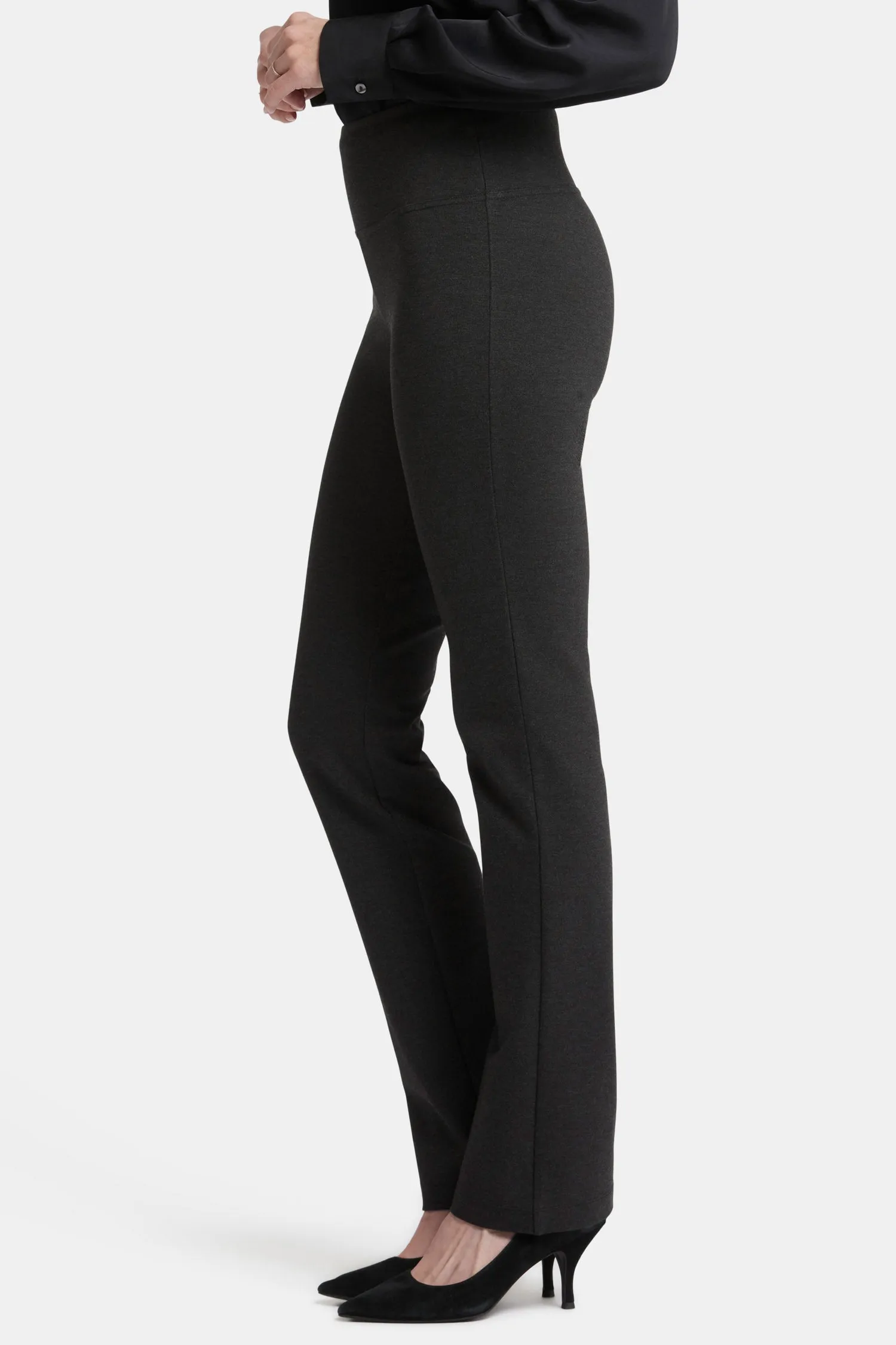 Pull-On Straight Pants In Petite - Charcoal Heathered