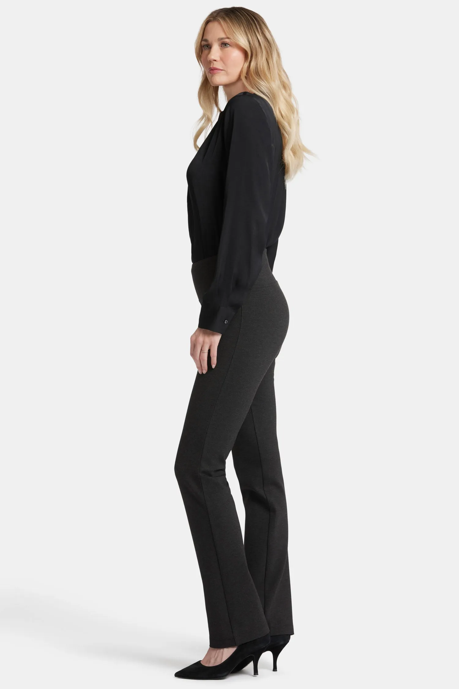 Pull-On Straight Pants In Petite - Charcoal Heathered