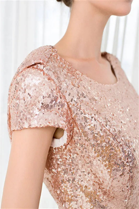 Rose Gold Sequin Mermaid Prom Dresses