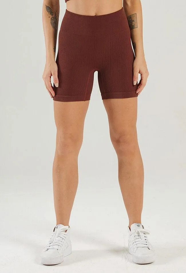 Solid Ribbed High Waist Seamless Shorts - Century