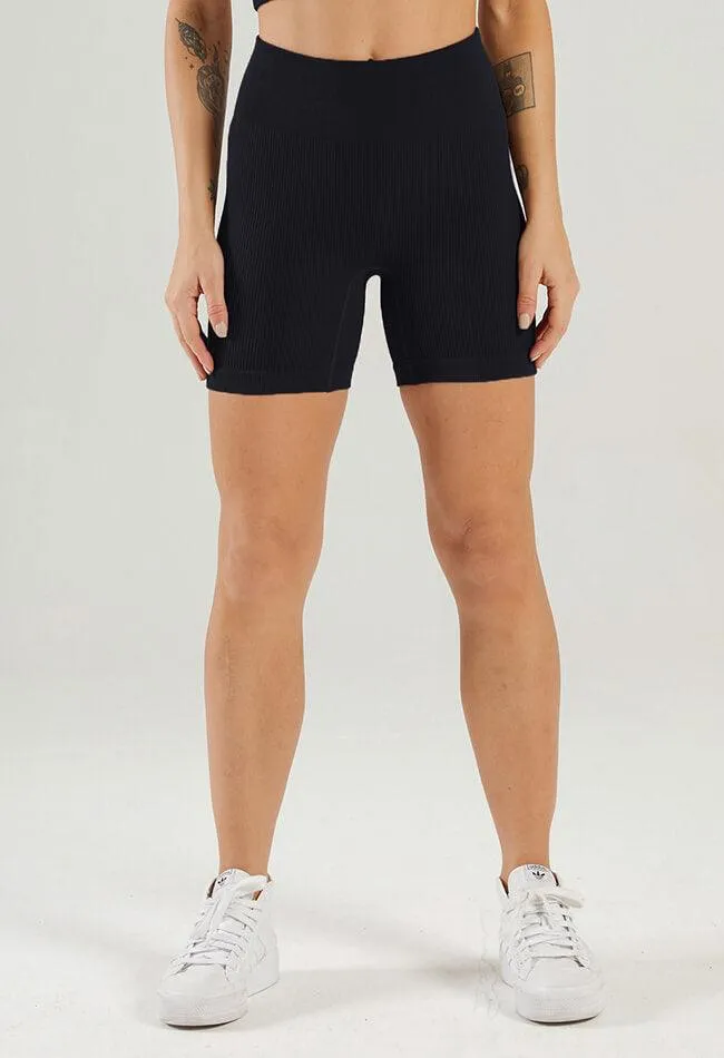 Solid Ribbed High Waist Seamless Shorts - Century