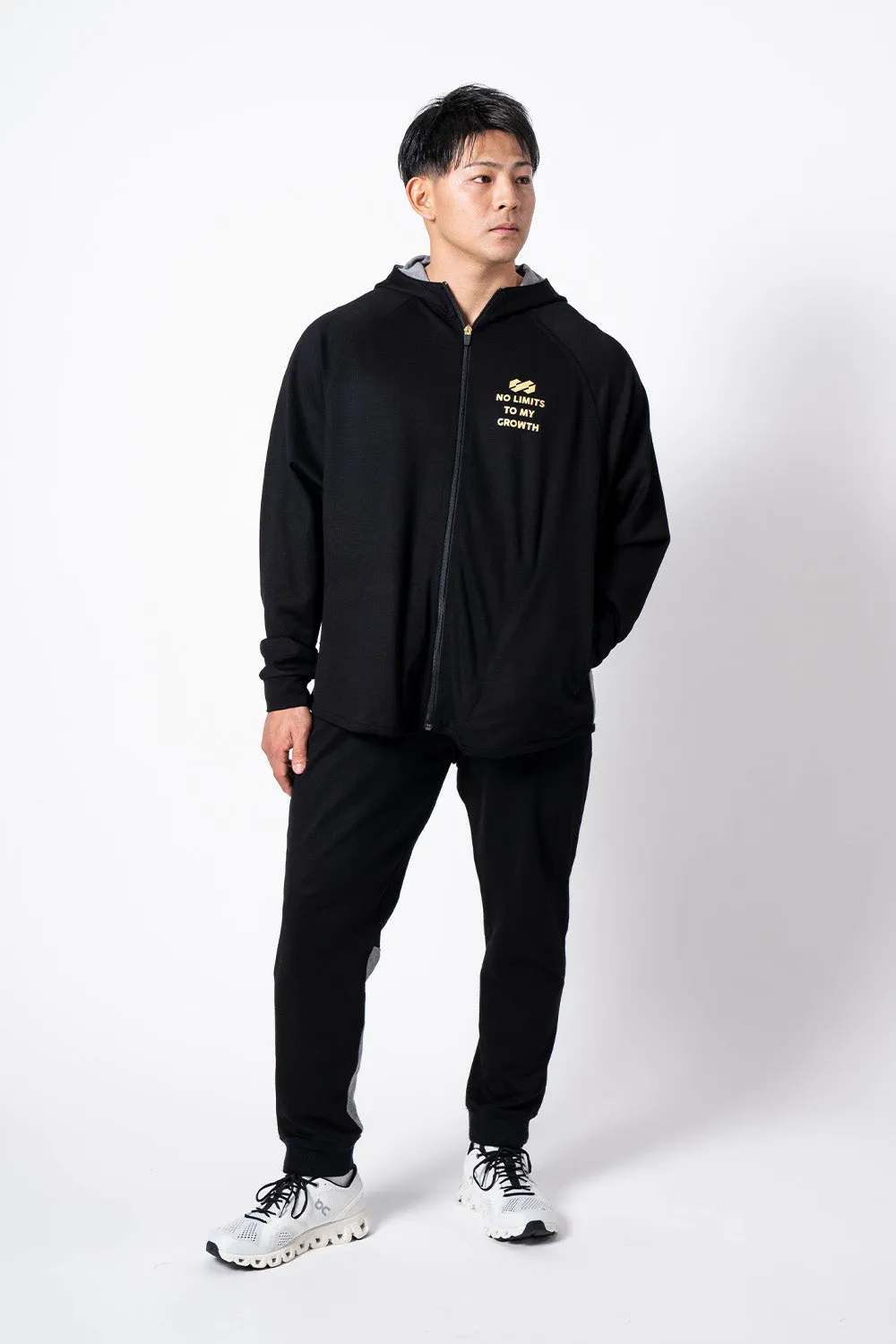 STIMIRON ZIP UP HOODIE - BLACK