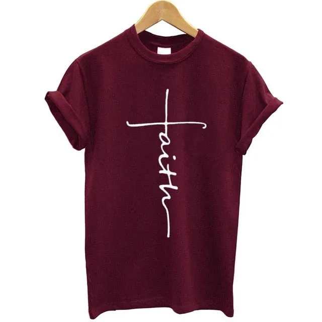 The Cross Printed T-shirt Women Short Sleeve Fashion Cotton Casual Summer Tops Jesus Clothes Plus Size