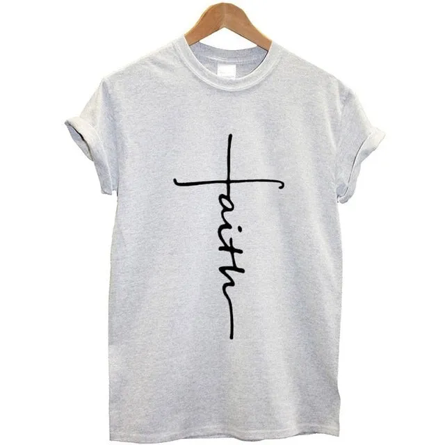 The Cross Printed T-shirt Women Short Sleeve Fashion Cotton Casual Summer Tops Jesus Clothes Plus Size