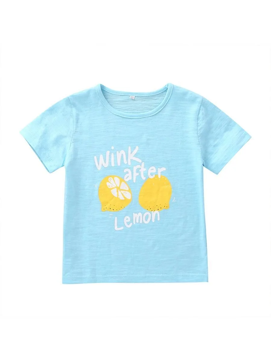 Wink After Lemon Printed Summer Baby Toddler Boy Blue T-shirt